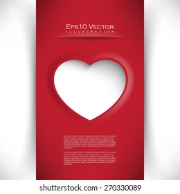 eps10 vector white love heart frame on red background illustration