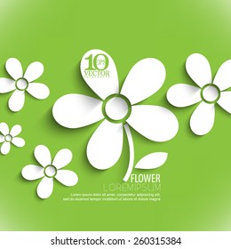 eps10 vector white paper flower elements background