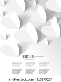 eps10 vector white paper hearts background design