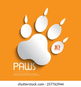 eps10 vector white paw footprint with shadow