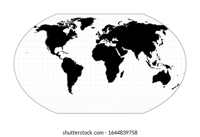 EPS10 Vector World Map. Kavrayskiy VII pseudocylindrical projection. Plain world geographical map with graticule lines. Vector illustration.