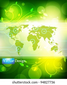 Eps10 Vector World Map in Nature Concept Background Design
