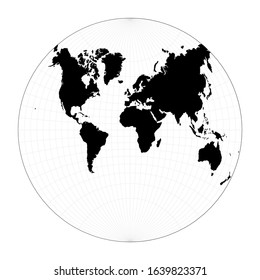 EPS10 Vector World Map. Van der Grinten II projection. Plan world geographical map with graticlue lines. Vector illustration.