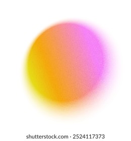 eps10 vector yellow pink color circle gradient noise gradation. Abstract colorful watercolor blur mesh shape on white background. Gradient aura, grain neon blob with noise effect.