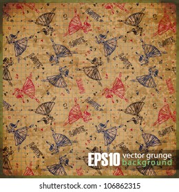 EPS10 vintage background with balerina