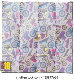 EPS10 vintage background with  bicycles,skateboards and rollers.