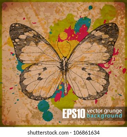 EPS10 vintage background with butterfly