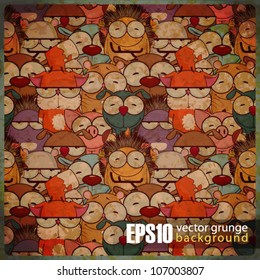 EPS10 vintage background with cartoon animals