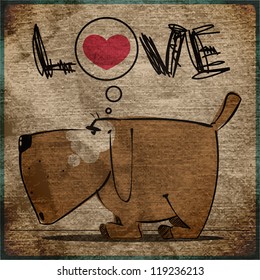EPS10 vintage background with cartoon doggy