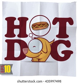EPS10 vintage background with cute cartoon dog