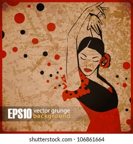 EPS10 vintage background with flamenco dancer