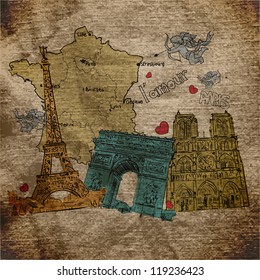 EPS10 vintage background with french motive