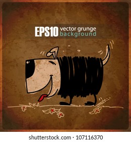 EPS10 vintage background with funny doggy