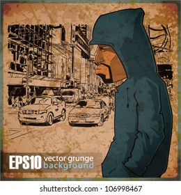 EPS10 vintage background with graffiti character