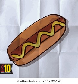 EPS10 vintage background with hot dog