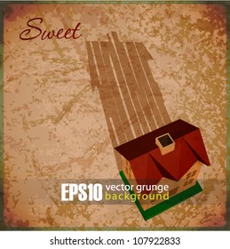 EPS10 vintage background with house