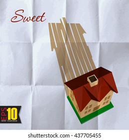 EPS10 vintage background with house