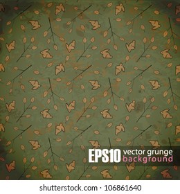 EPS10 vintage background with leafs and rabbits