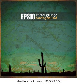 EPS10 vintage background with mexican desert sunrise