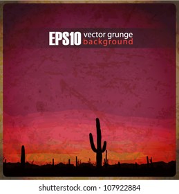 EPS10 Vintage Background With Mexican Desert Sunset