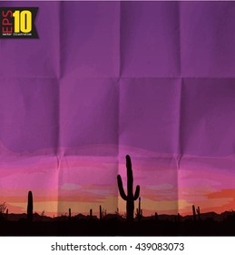 EPS10 Vintage Background With Mexican Desert Sunset