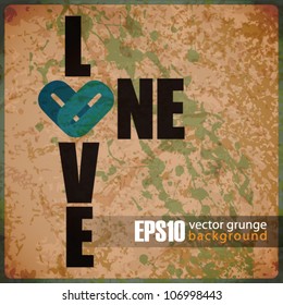 EPS10 vintage background with ONE LOVE grunge text