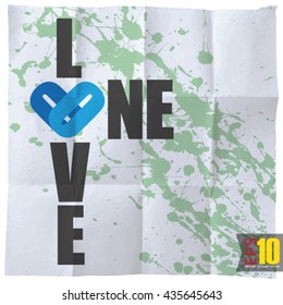 EPS10 vintage background with ONE LOVE grunge text
