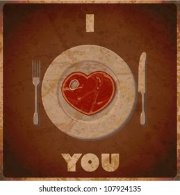 EPS10 vintage background with steak-heart