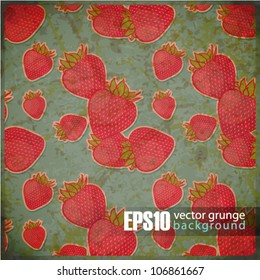 EPS10 vintage background with strawberries