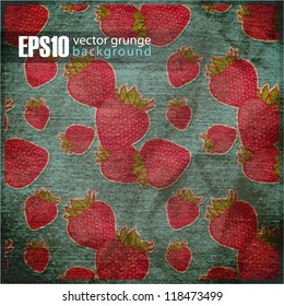 EPS10 vintage background with strawberries