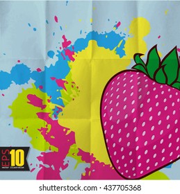 EPS10 vintage background with strawberry