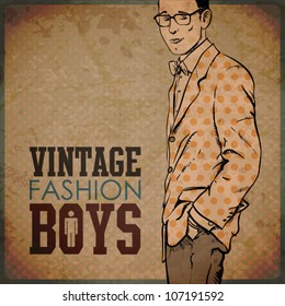 EPS10 vintage background with stylish dude