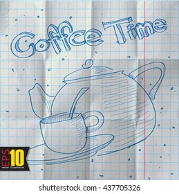 EPS10 vintage background with teapot and cup
