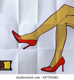 EPS10 vintage background with women foots