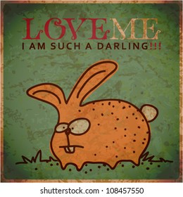 EPS10 vintage card with cartoon rabbits