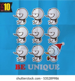 EPS10 vintage card with cartoon snowman.