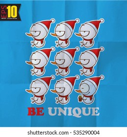 EPS10 vintage card with cartoon snowman