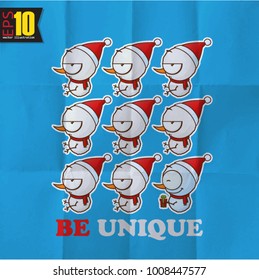 EPS10 vintage card with cartoon snowmans