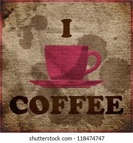 EPS10 vintaje background with coffee-cup and text