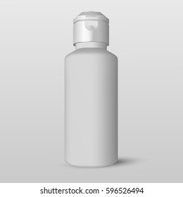 EPS10. White Bottle of Shampoo Packaging Isolated over White Background