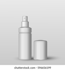 EPS10. White Bottle of Shampoo Packaging Isolated over White Background