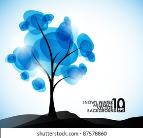 eps10, winter background, a tree in the snow