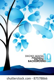 eps10, winter background, a tree in the snow