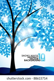 eps10, winter background, a tree in the snow