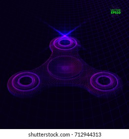 EPS10.3d perspective Vector of an illustration of the fidget spinner flying over the surface