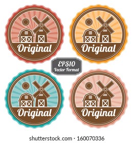 EPS10/Vector : Colorful Vintage Style Original Label Set With Original Message and Vintage Barn Sign Isolated on White Background