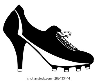 EPS8 editable vector illustration of a high-heeled ladies football boot