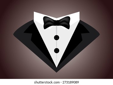 Eps8 vector illustration of stylized gentleman man in tuxedo icon isolated on dark brown background wall. Barber shop, men clothes suit store, wc restroom door logo template concept. No transparencies