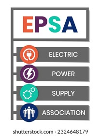 EPSA, Electric Power Supply Association. Concept with keyword, people and icons. Flat vector illustration. Isolated on white.