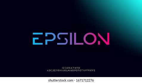 Epsilon, an abstract technology futuristic alphabet font. digital space typography vector illustration design